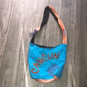 Cancun blue boho shoulder bag, size os